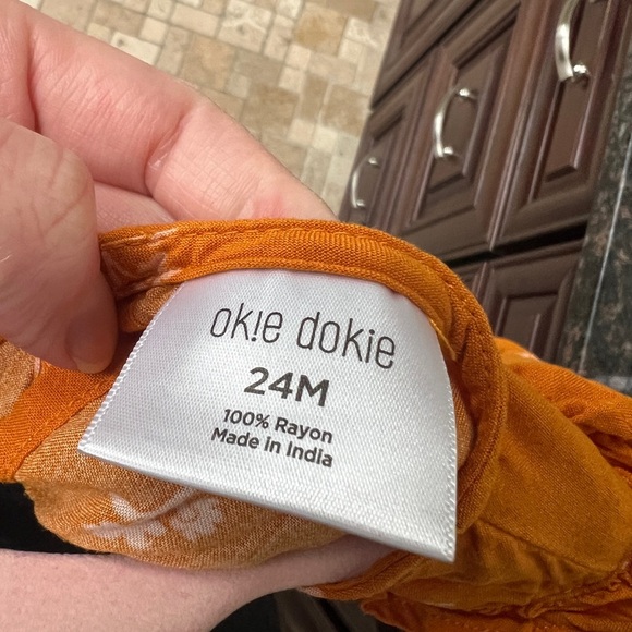 NWOT Okie Dokie 24M Gold/Orange Floral Long Sleeve Girls Blouse Top - Picture 4 of 4